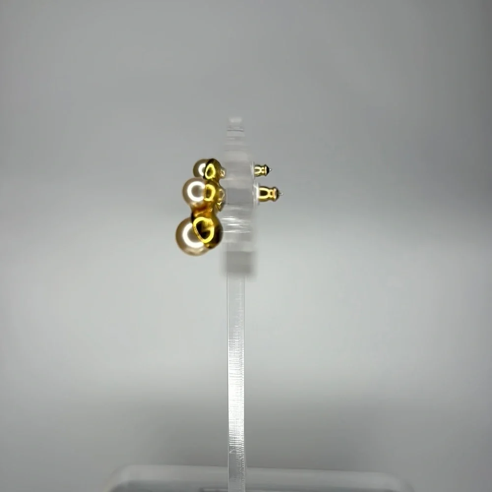 Gold and White Dome Earrings with Classic Style